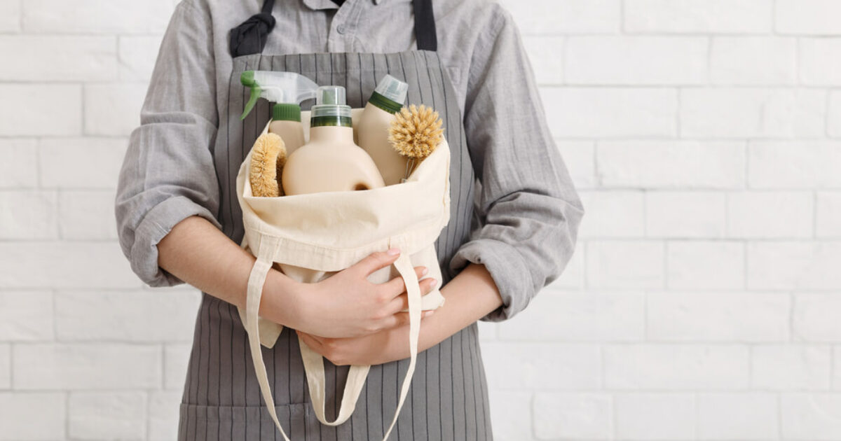 Unrecognizable Woman Holding Eco Friendly Products for Home Cleaning